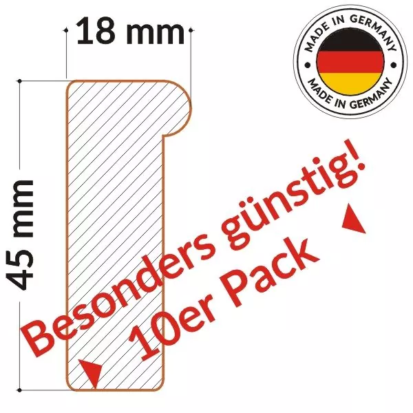 10er Pack Keilrahmenleisten 18x45 mm Premium Set