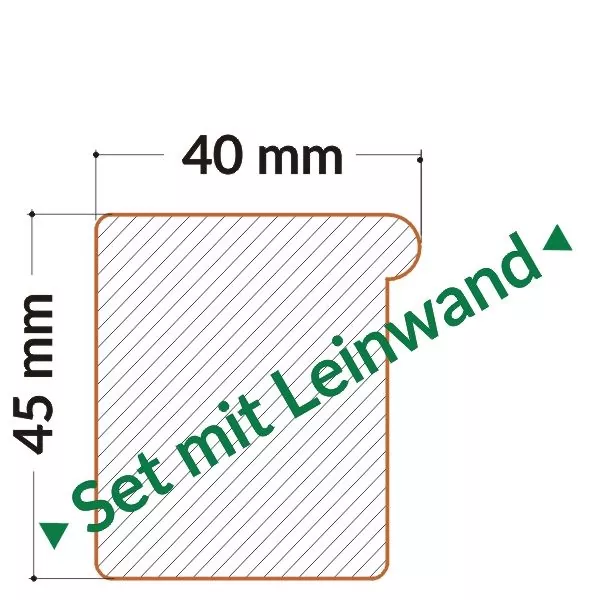 Keilrahmenleisten 40x45 mm Standard Set mit Leinwand